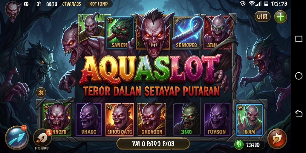 Tampilan menegangkan dari gameplay AQUASLOT dengan suasana horror yang mendalam.
