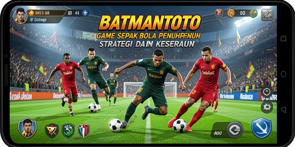 Tangkapan layar gameplay <strong>BATMANTOTO</strong> yang menampilkan aksi sepak bola seru.