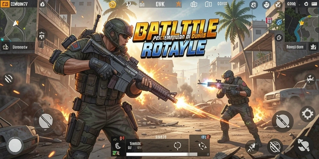 Tampilan aksi seru dalam gameplay EMON77 saat pemain bertempur di arena.