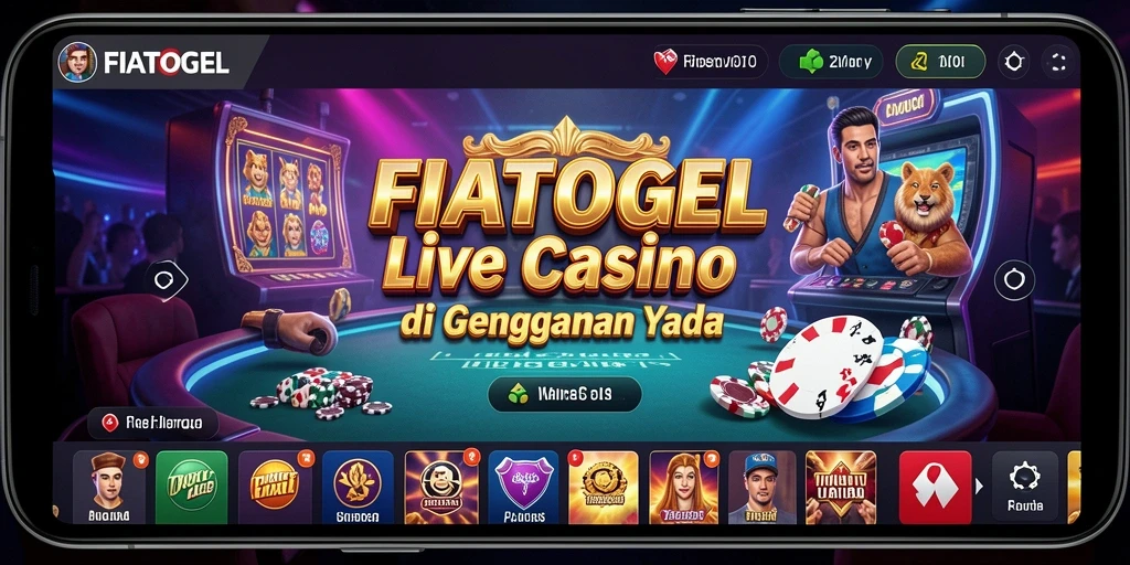 Screenshot FIATOGEL menunjukkan dealer yang ramah dan permainan Live Casino yang mendebarkan.
