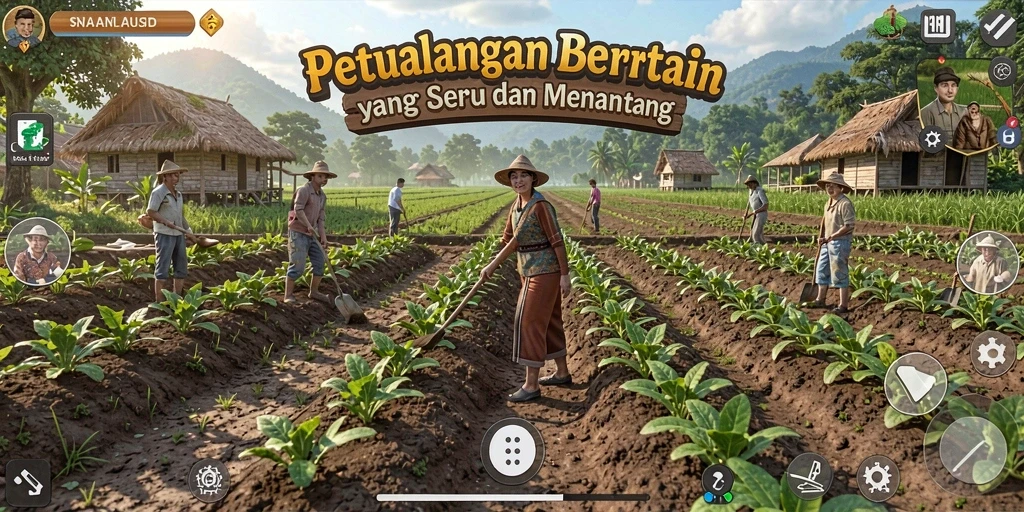 Tangkapan layar gameplay H03 memperlihatkan kebun yang rimbun dengan tanaman subur.