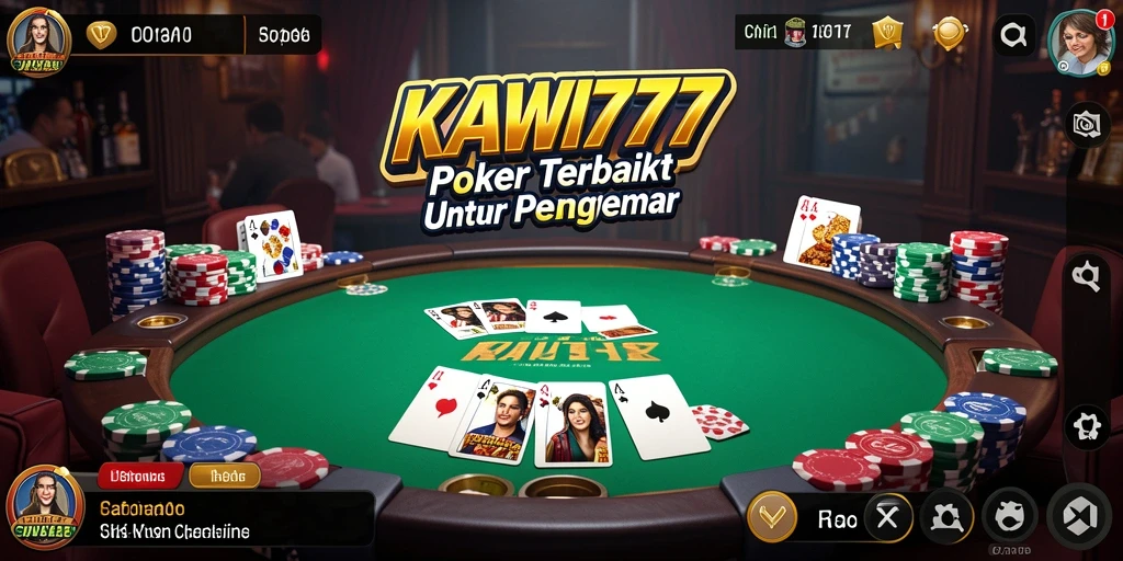 Screenshot gameplay KAWI777 menunjukkan suasana permainan Poker yang mendebarkan.