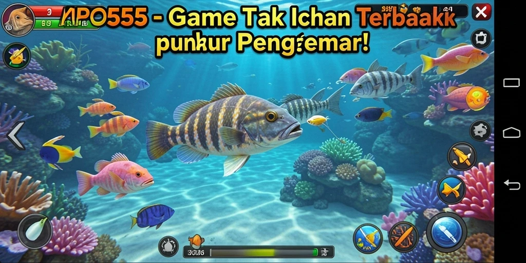 Tampilan gameplay seru dalam MPO555 saat menembak ikan.