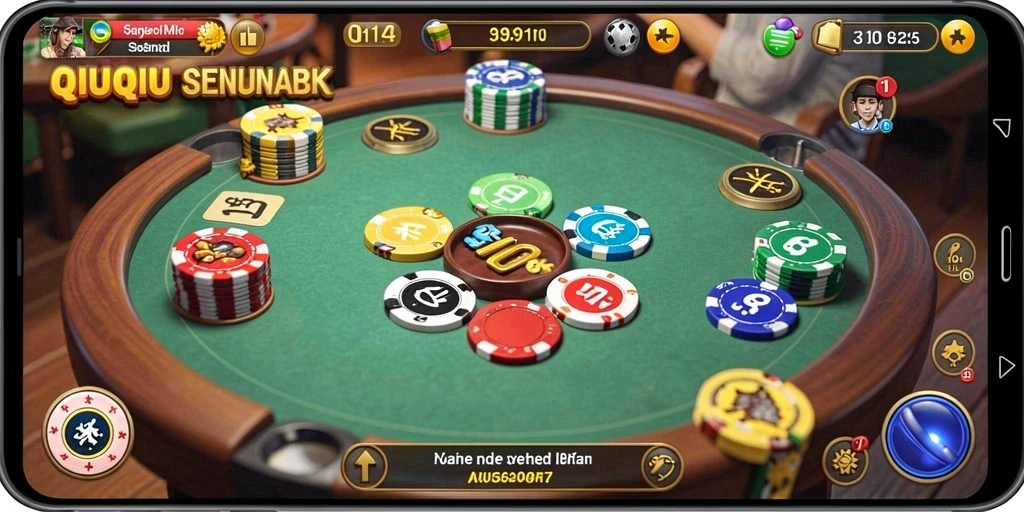 Screenshot menunjukkan aksi menarik dalam permainan QiuQiu.