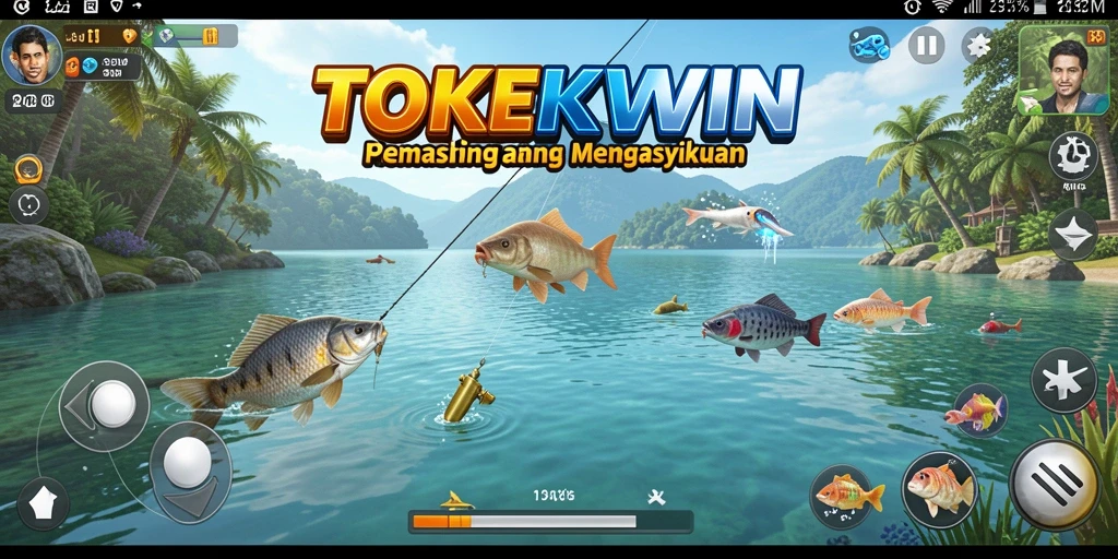 Gameplay TOKEKWIN yang seru saat memancing ikan.